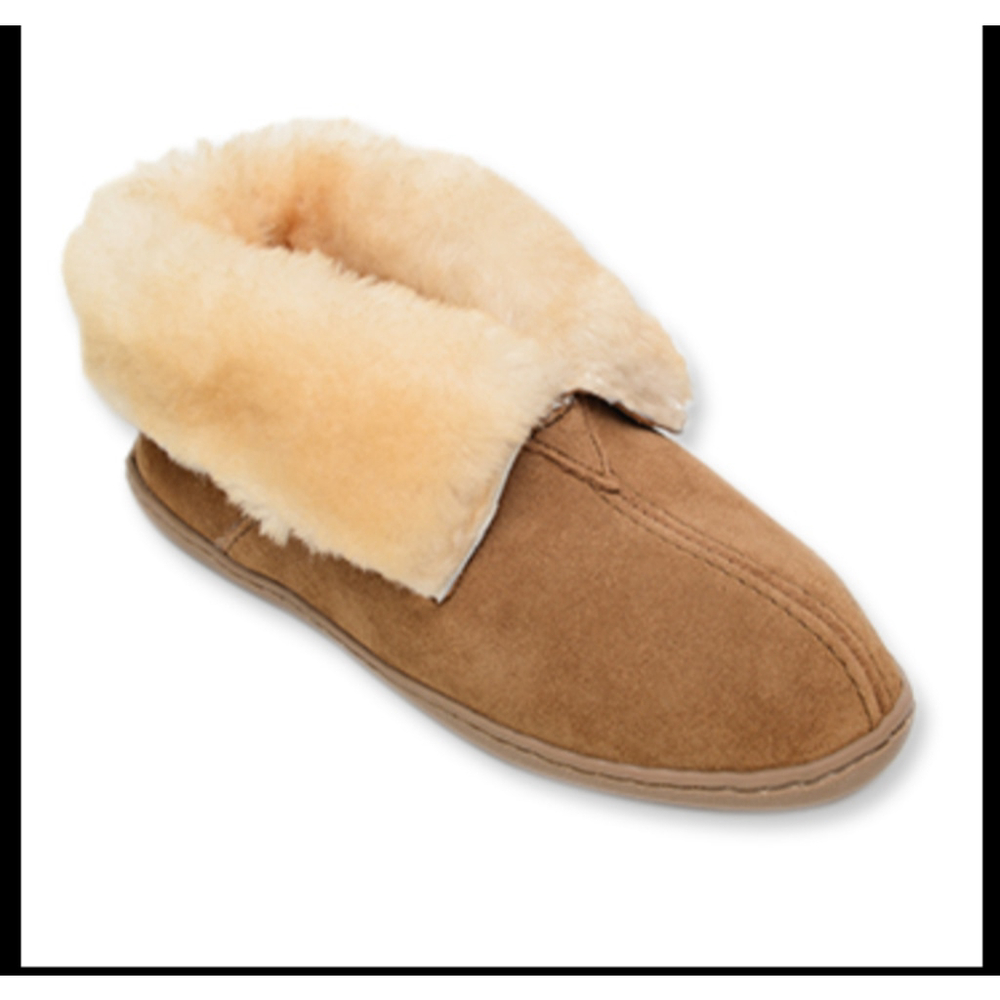 Minnetonka Ankle Boot Womens Size 10 Tan Suede Shearling Sheepskin